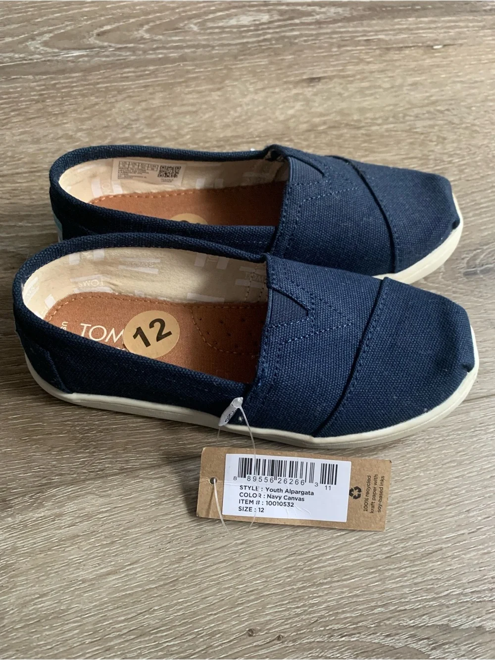 TOMS Kids Unisex Size 12 Navy Blue Canvas Low Top Flats Shoes Brand New